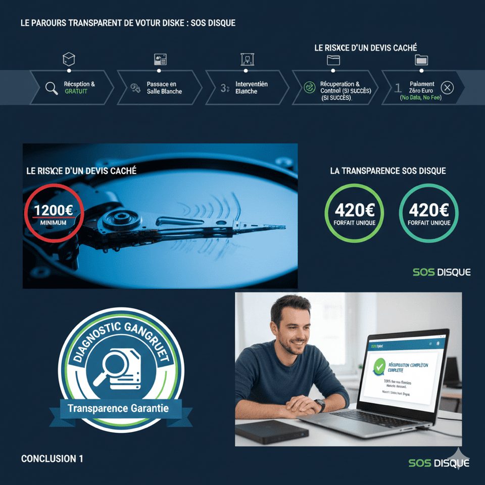 Salle blanche pour récupération de données